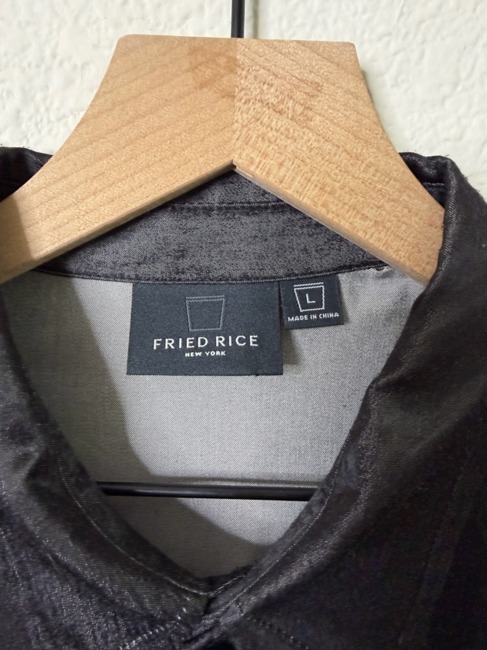 Friend Rice Grey Long Sleeve Oversized Button Up Mens Top Size L - Picture 6 of 8